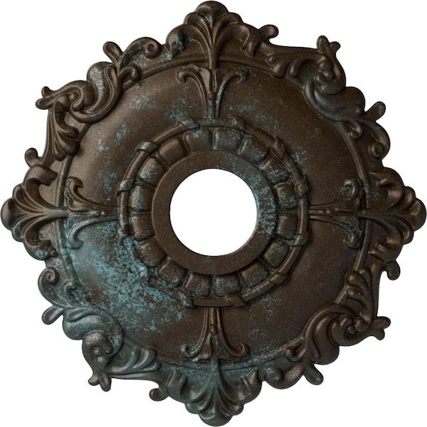 Ekena Millwork Riley Ceiling Medallion (Fits Canopies up to 4 5/8"), 18"OD x 3 1/2"ID x 1 1/2"P, Bronze Blue Patina CM18RLBBS - main